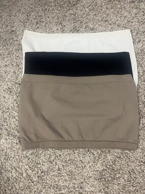 3 Pack! bp Bandeau Tube Top Trio - Black, White & Taupe